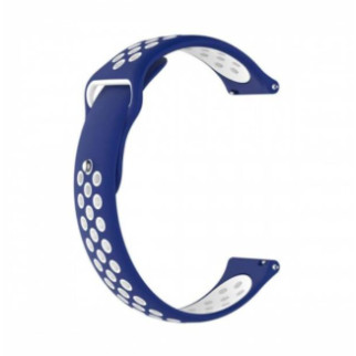 Ремінець силіконовий BeWatch 22мм для годинника перфорований універсальний Синьо-Білий (1020152) - Інтернет-магазин спільних покупок ToGether