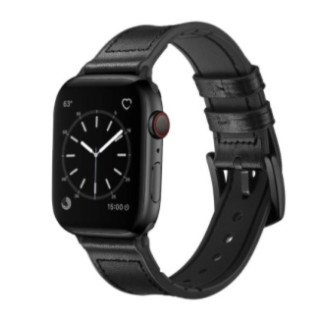 Ремінець BeWatch для Apple Watch series 3 | 4 | 5 | 6 із шириною корпусу 38|40mm Силікон + Шкіра Чорний (1230101) - Інтернет-магазин спільних покупок ToGether