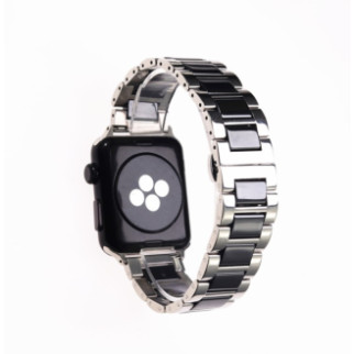 Браслет BeWatch для Apple Watch series 3 4 | 5 | 6 із шириною корпусу 42|44mm сталь-кераміка Сріблясто-чорний (1026411) - Інтернет-магазин спільних покупок ToGether