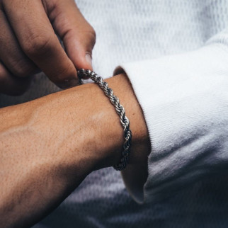 Чоловічий металевий срібний браслет, ланцюжок на руку, сталевий 5 мм - Інтернет-магазин спільних покупок ToGether