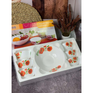 Набір салатників з склокераміки 7 предметів «Маки» - Інтернет-магазин спільних покупок ToGether
