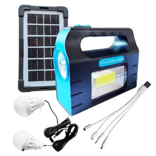 Ліхтар портативний на сонячній батареї JA-2007 сонячна зарядна станція + 2 лампочки. Колір: блакитний - Інтернет-магазин спільних покупок ToGether