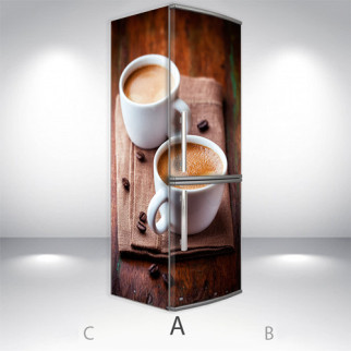 Наклейки для холодильника, з чашками кави, 180х60 см - Лицьова + Ліва (А), з ламінуванням - Інтернет-магазин спільних покупок ToGether
