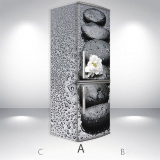 Вінілова наклейка на холодильник, ряд каменів з квіткою, 180х60 см - Лицьова + Ліва (А), з ламінуванням - Інтернет-магазин спільних покупок ToGether