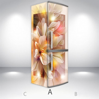 Наклейки на холодильник вінілова, квітковий мотив, 180х60 см - Лицьова + Ліва (А), з ламінуванням - Інтернет-магазин спільних покупок ToGether