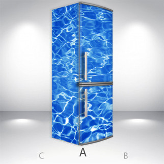 Вінілова наклейка на холодильник, текстура води, 180х60 см - Лицьова + Ліва (А), з ламінуванням - Інтернет-магазин спільних покупок ToGether