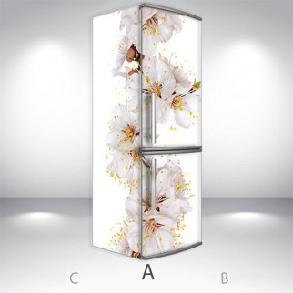 Наклейка на холодильник, квітуча вишня, 180х60 см - Лицьова + Ліва (А), з ламінуванням - Інтернет-магазин спільних покупок ToGether