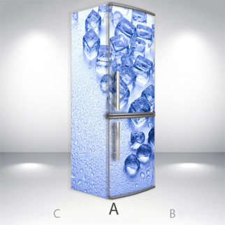 Вінілова наклейка на холодильник, кубики льоду, 200х60 см - Лицьова + Ліва (А), з ламінуванням - Інтернет-магазин спільних покупок ToGether