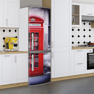 Вінілова наклейка на холодильник, телефонна будка, 200х60 см - Лицьова (В), з ламінуванням - Інтернет-магазин спільних покупок ToGether