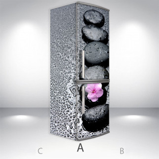 Наклейка на холодильник, камені з квіткою, 200х60 см - Лицьова + Ліва (А), з ламінуванням - Інтернет-магазин спільних покупок ToGether