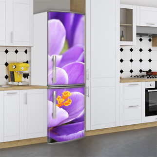 Вінілова наклейка на холодильник, квіти блакитні, 180х60 см - Лицьова (В), з ламінуванням - Інтернет-магазин спільних покупок ToGether