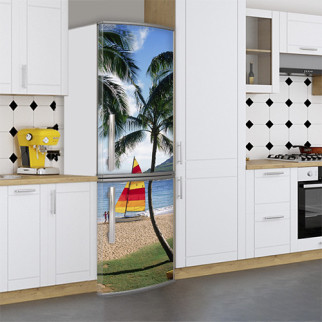 Наклейки на холодильник, пляж і пальми, 180х60 см - Лицьова (В), з ламінуванням - Інтернет-магазин спільних покупок ToGether