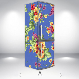Наклейка на холодильник, квіти на гобелені, 200х60 см - Лицьова + Ліва (А), з ламінуванням - Інтернет-магазин спільних покупок ToGether