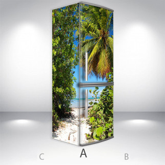 Вінілова наклейка на холодильник, пальми на березі, 200х60 см - Лицьова + Ліва (А), з ламінуванням - Інтернет-магазин спільних покупок ToGether