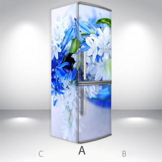 Вінілова наклейка на холодильник, квіти, 180х60 см - Лицьова + Ліва (А), з ламінуванням - Інтернет-магазин спільних покупок ToGether