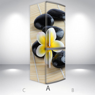 Наклейка на холодильник, квітка на каменях, 180х60 см - Лицьова + Ліва (А), з ламінуванням - Інтернет-магазин спільних покупок ToGether
