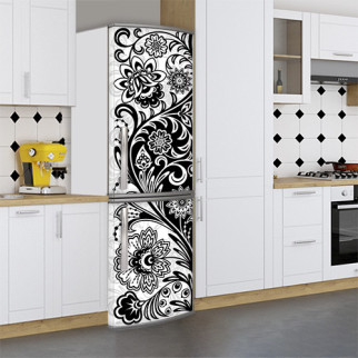 Наклейка на холодильник, квітковий узор, 200х60 см - Лицьова (В), з ламінуванням - Інтернет-магазин спільних покупок ToGether