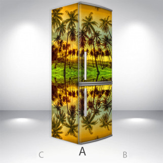 Наклейка на холодильник, пляж в майами, 200х60 см - Лицьова + Ліва (А), з ламінуванням - Інтернет-магазин спільних покупок ToGether