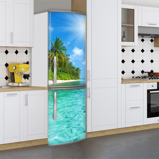 Вінілова наклейка на холодильник, острів з пляжем, 180х60 см - Лицьова (В), з ламінуванням - Інтернет-магазин спільних покупок ToGether