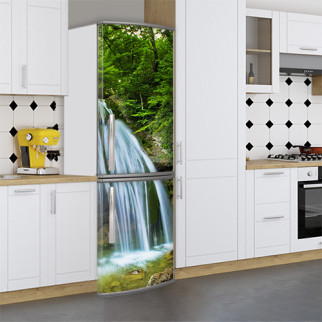 Наклейки на холодильник, водоспад в лісі, 180х60 см - Лицьова (В), з ламінуванням - Інтернет-магазин спільних покупок ToGether