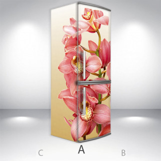 Наклейки на холодильник, орхідеї рожеві, 180х60 см - Лицьова + Ліва (А), з ламінуванням - Інтернет-магазин спільних покупок ToGether