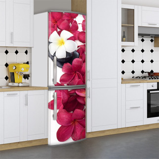 Вінілова наклейка на холодильник, квіти на білому, 180х60 см - Лицьова (В), з ламінуванням - Інтернет-магазин спільних покупок ToGether