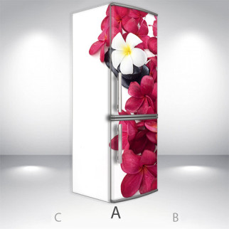 Наклейка на холодильник, квіти на білому, 180х60 см - Лицьова + Ліва (А), з ламінуванням - Інтернет-магазин спільних покупок ToGether