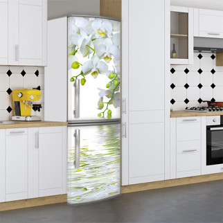 Наклейки для холодильника, орхідеї білі, 180х60 см - Лицьова (В), з ламінуванням - Інтернет-магазин спільних покупок ToGether