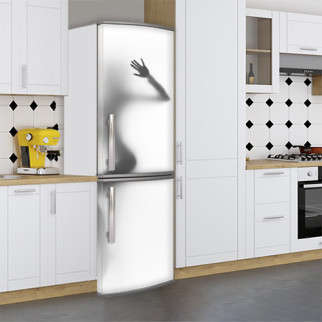 Вінілова наклейка на холодильник, дівчина за склом, 200х60 см - Лицьова (В), з ламінуванням - Інтернет-магазин спільних покупок ToGether