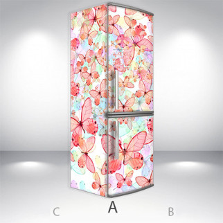Вінілова наклейка на холодильник, метелики, 180х60 см - Лицьова + Ліва (А), з ламінуванням - Інтернет-магазин спільних покупок ToGether