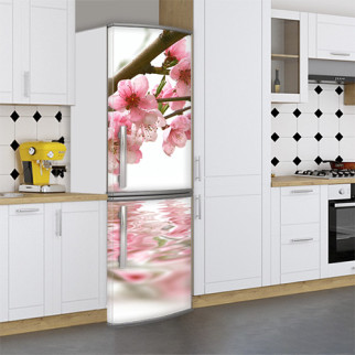 Вінілова наклейка на холодильник, квітуча вишня, 180х60 см - Лицьова (В), з ламінуванням - Інтернет-магазин спільних покупок ToGether