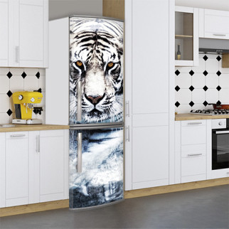 Вінілова наклейка на холодильник, тигр білий, 180х60 см - Лицьова (В), з ламінуванням - Інтернет-магазин спільних покупок ToGether