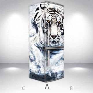 Вінілова наклейка на холодильник, тигр білий, 180х60 см - Лицьова + Ліва (А), з ламінуванням - Інтернет-магазин спільних покупок ToGether