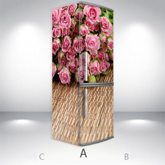 Вінілова наклейка на холодильник, квіти троянди, 200х60 см - Лицьова + Ліва (А), з ламінуванням - Інтернет-магазин спільних покупок ToGether