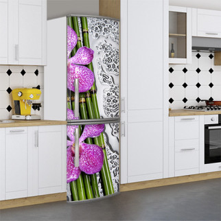 Наклейки на холодильник, квіти на бамбуку, 200х60 см - Лицьова (В), з ламінуванням - Інтернет-магазин спільних покупок ToGether