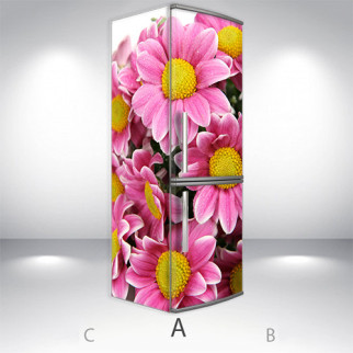 Наклейка на холодильник, квіти ромашки, 180х60 см - Лицьова + Ліва (А), з ламінуванням - Інтернет-магазин спільних покупок ToGether