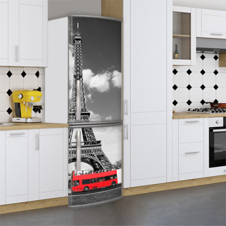Вінілова наклейка на холодильник, париж з Ейфелевою вежею, 180х60 см - Лицьова (В), з ламінуванням - Інтернет-магазин спільних покупок ToGether