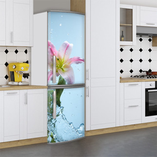 Наклейки на холодильник, квітка в бризках, 200х60 см - Лицьова (В), з ламінуванням - Інтернет-магазин спільних покупок ToGether