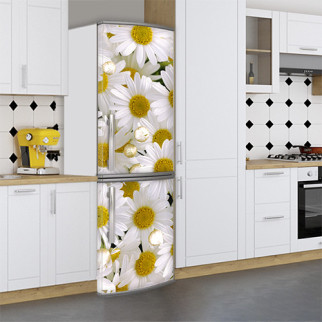 Наклейки на холодильник, квіти, ромашки, 180х60 см - Лицьова (В), з ламінуванням - Інтернет-магазин спільних покупок ToGether