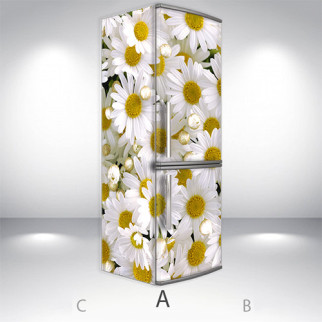 Вінілова наклейка на холодильник, квіти, ромашки, 180х60 см - Лицьова + Ліва (А), з ламінуванням - Інтернет-магазин спільних покупок ToGether