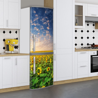 Вінілова наклейка на холодильник, поле з соняшниками, 180х60 см - Лицьова (В), з ламінуванням - Інтернет-магазин спільних покупок ToGether