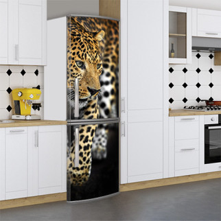 Наклейки на холодильник вінілова, леопард, 180х60 см - Лицьова (В), з ламінуванням - Інтернет-магазин спільних покупок ToGether