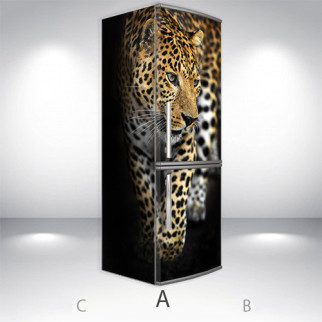 Наклейка на холодильник, леопард, 200х60 см - Лицьова + Ліва (А), з ламінуванням - Інтернет-магазин спільних покупок ToGether