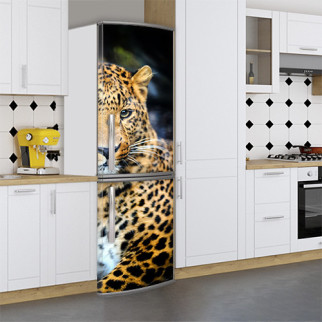 Вінілова наклейка на холодильник, леопард, 200х60 см - Лицьова (В), з ламінуванням - Інтернет-магазин спільних покупок ToGether