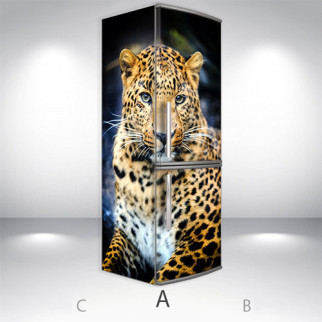 Наклейка на холодильник, леопард, 180х60 см - Лицьова + Ліва (А), з ламінуванням - Інтернет-магазин спільних покупок ToGether