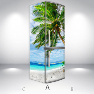 Наклейка для холодильника, пляж і пальми, 180х60 см - Лицьова + Ліва (А), з ламінуванням - Інтернет-магазин спільних покупок ToGether