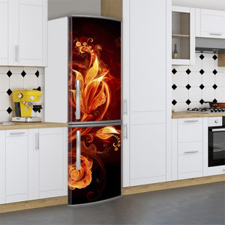 Вінілова наклейка на холодильник, квітка вогненний, 180х60 см - Лицьова (В), з ламінуванням - Інтернет-магазин спільних покупок ToGether