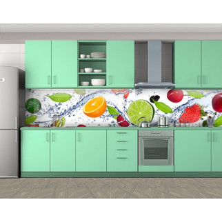 Наклейка на кухонний фартух 60 х 300 см, з фотодруком та захисною ламінацією з бризками води на фруктах (БП-s_ed513) - Інтернет-магазин спільних покупок ToGether