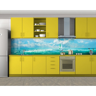 Наклейка на кухонний фартух 60 х 300 см, з фотодруком та захисною ламінацією вітрильник на хвилях (БП-s_mp137) - Інтернет-магазин спільних покупок ToGether