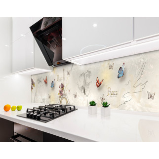Наклейка на кухонний фартух 65 х 300 см, з фотодруком та захисною ламінацією Париж, намальовані метелики (БП-s_df172-4) - Інтернет-магазин спільних покупок ToGether